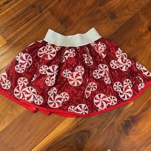 Red Sequined Peppermint Mickey Skirt